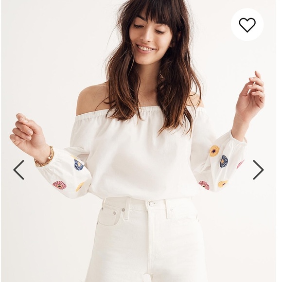 Madewell Tops - Madewell Embroidered off the shoulder Blouse